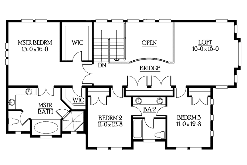 Dream House Plan - Floor Plan - Upper Floor for Craftsman House Plan #132-331 - 3 bed, 2.5 bath