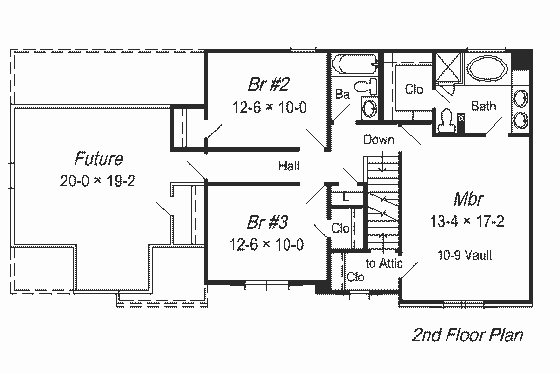 Floor Plan - Upper Floor for European House Plan #329-226 - 4 bed, 2.5 bath