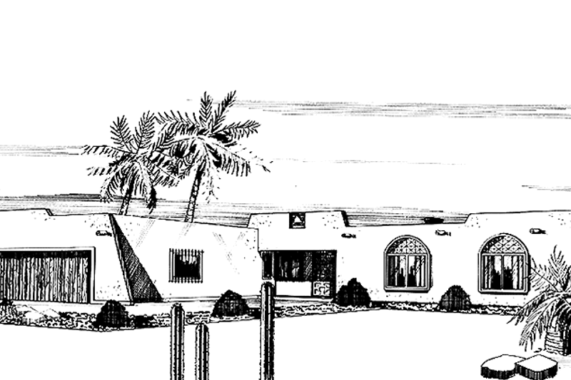 Architectural House Design - Adobe / Southwestern Exterior - Front Elevation Plan #320-1384