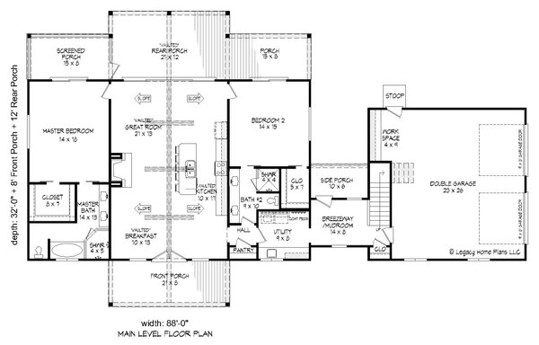 Southern Floor Plan - Main Floor Plan #932-847