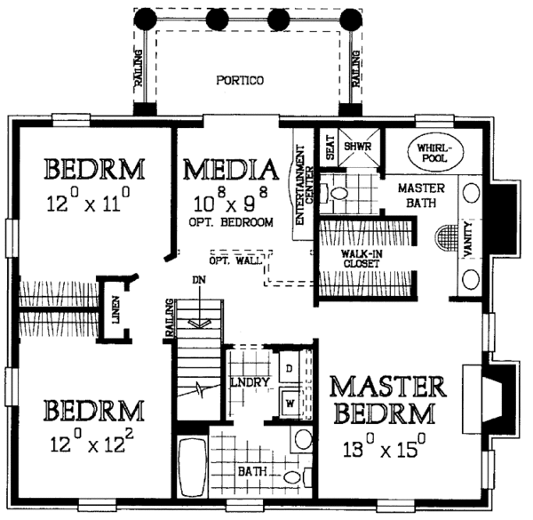House Blueprint - Classical Floor Plan - Upper Floor Plan #72-978