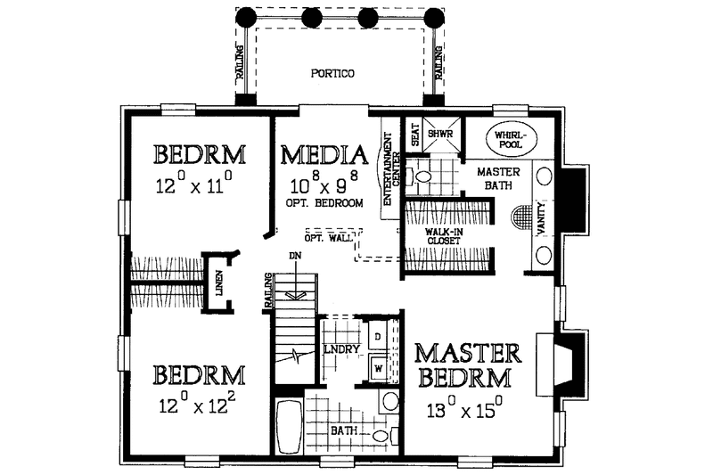 House Design - Floor Plan - Upper Floor for Classical House Plan #72-978 - 3 bed, 2.5 bath