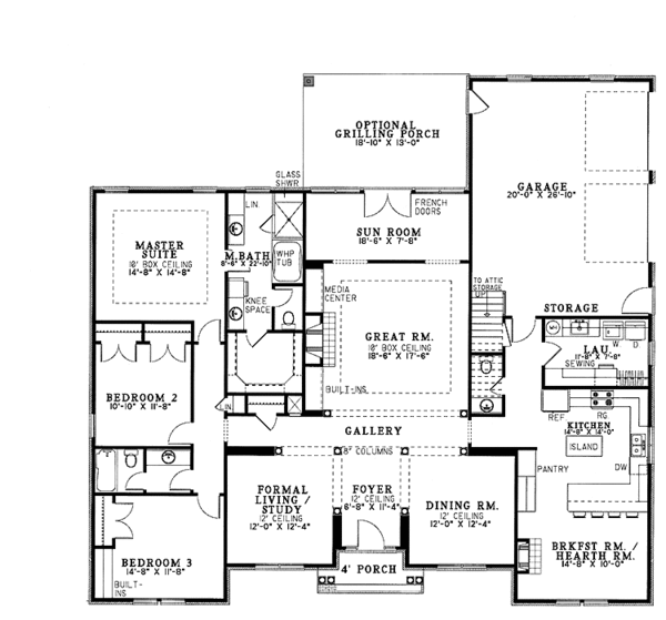 House Design - Ranch Floor Plan - Main Floor Plan #17-2745