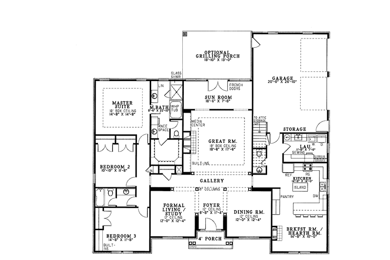 Dream House Plan - Floor Plan - Main Floor for Ranch House Plan #17-2745 - 3 bed, 2.5 bath