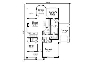 Floor Plan - Main Floor for European House Plan #20-2335 - 2 bed, 2 bath