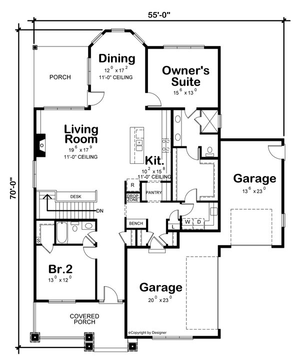 House Plan Design - European Floor Plan - Main Floor Plan #20-2335