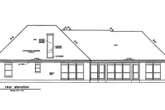 Exterior - Rear Elevation for European House Plan #411-482 - 3 bed, 2.5 bath
