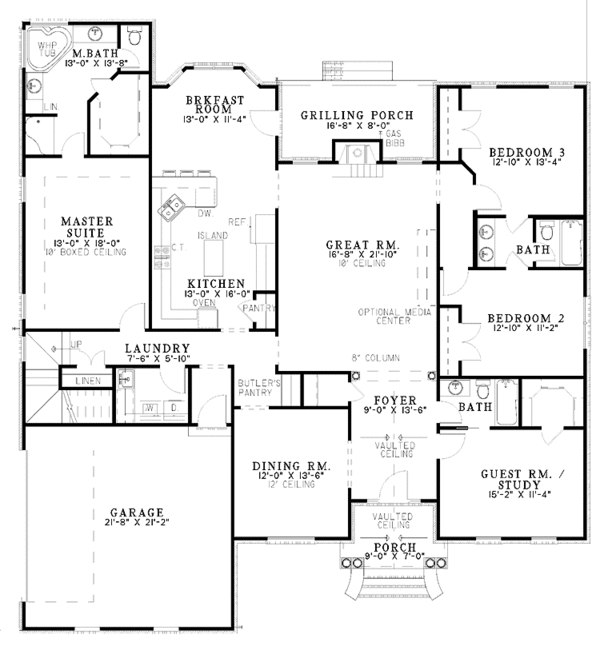Dream House Plan - Traditional Floor Plan - Main Floor Plan #17-3042
