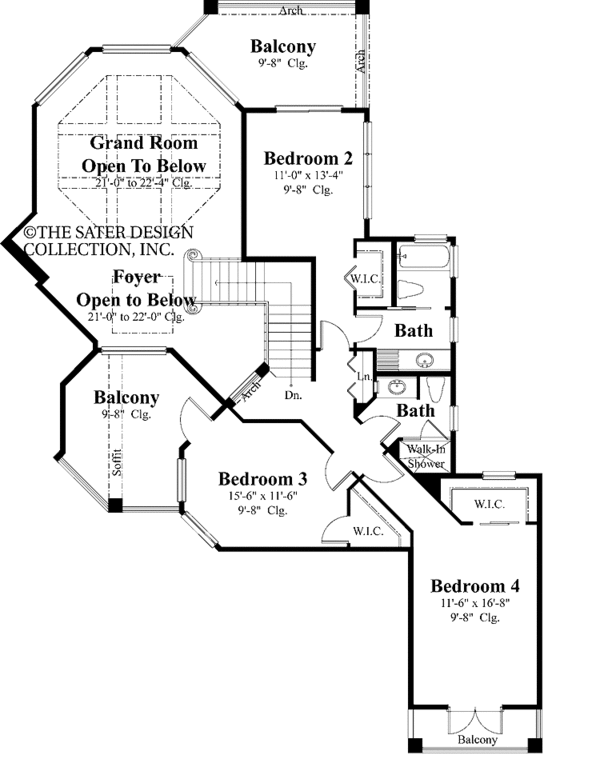 House Blueprint - Mediterranean Floor Plan - Upper Floor Plan #930-423