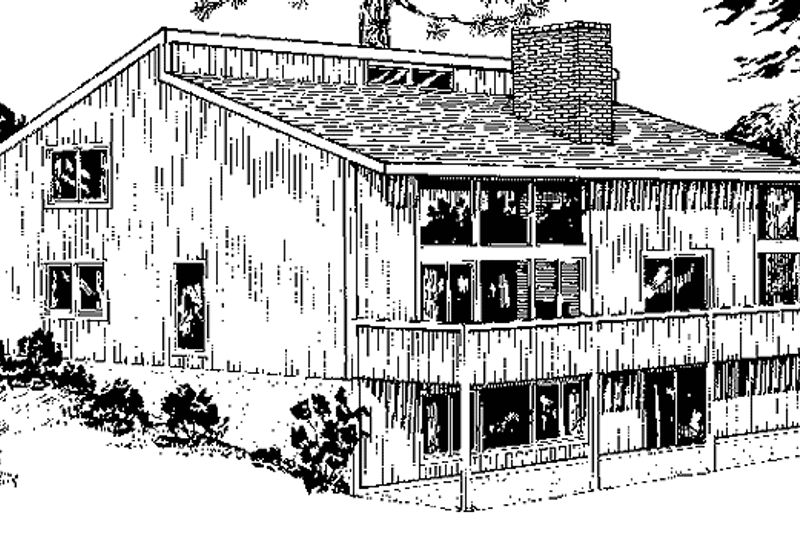 Architectural House Design - Exterior - Rear Elevation for Prairie House Plan #320-1197 - 3 bed, 2 bath