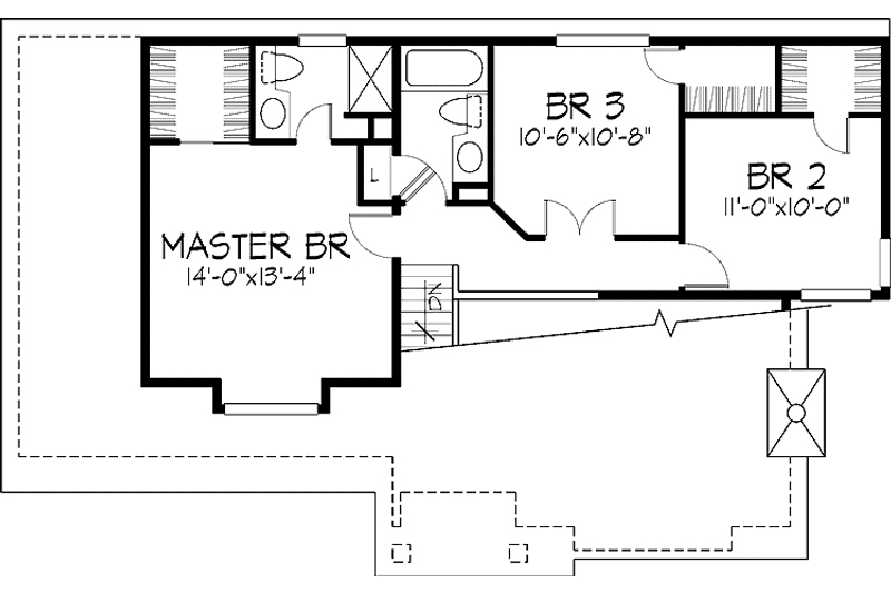 Home Plan - Floor Plan - Upper Floor for Prairie House Plan #320-1068 - 3 bed, 2.5 bath
