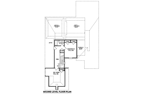 Floor Plan - Upper Floor for European House Plan #81-1588 - 3 bed, 3.5 bath