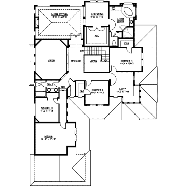 Craftsman Floor Plan - Upper Floor Plan #132-170