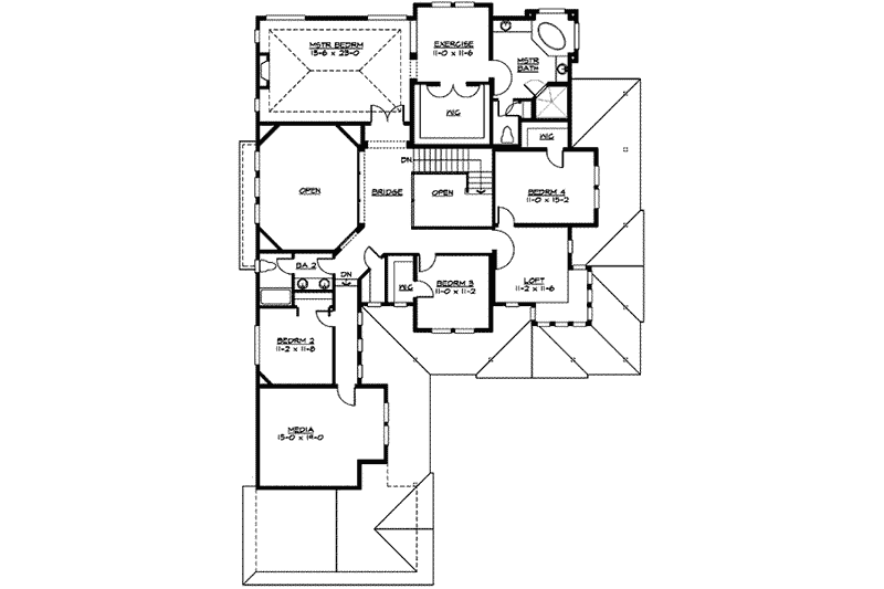 House Blueprint - Floor Plan - Upper Floor for Craftsman House Plan #132-170 - 4 bed, 3 bath