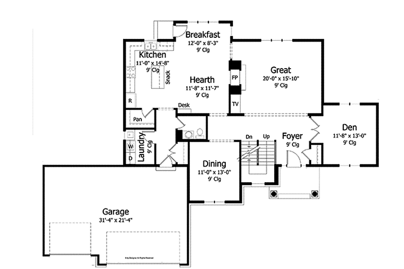 Home Plan - Floor Plan - Main Floor for Country House Plan #51-1004 - 4 bed, 2.5 bath