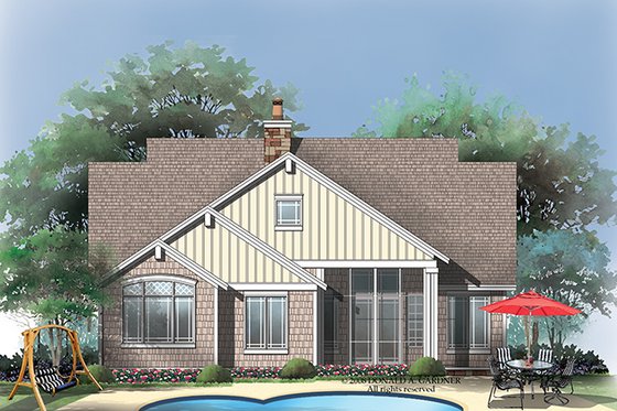 Exterior - Rear Elevation for Craftsman House Plan #929-917 - 3 bed, 2.5 bath