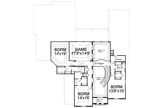 Floor Plan - Upper Floor for European House Plan #141-166 - 5 bed, 4.5 bath