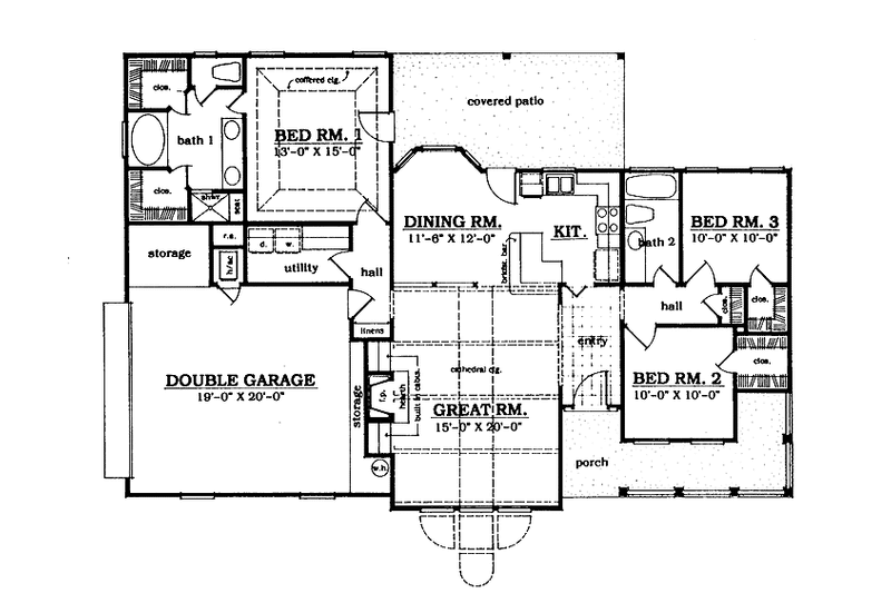 Home Plan - Floor Plan - Main Floor for Country House Plan #42-570 - 3 bed, 2 bath