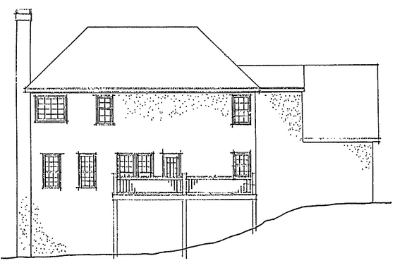 Exterior - Rear Elevation for Colonial House Plan #56-647 - 3 bed, 2.5 bath