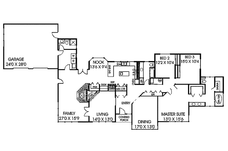 Home Plan - Floor Plan - Main Floor for Ranch House Plan #60-765 - 3 bed, 3 bath
