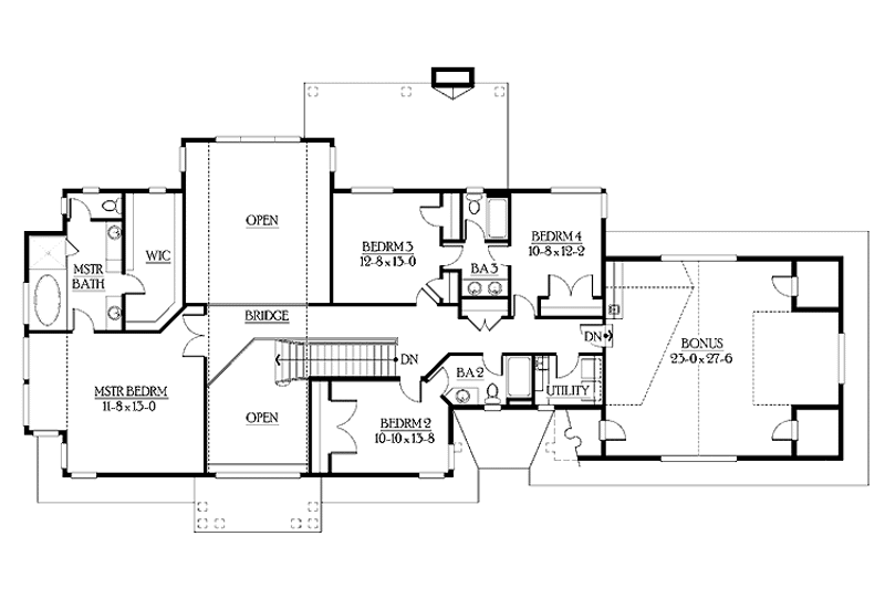 Home Plan - Floor Plan - Upper Floor for Craftsman House Plan #132-496 - 5 bed, 4 bath