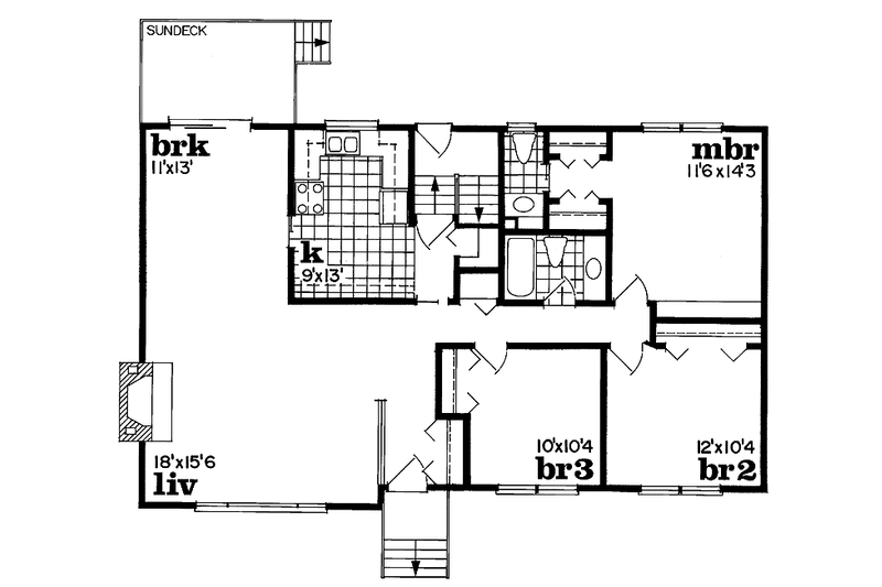 Dream House Plan - Floor Plan - Main Floor for Contemporary House Plan #47-951 - 3 bed, 1.5 bath