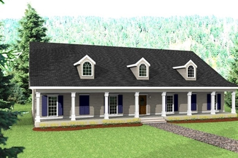 Architectural House Design - Country Exterior - Front Elevation Plan #44-129