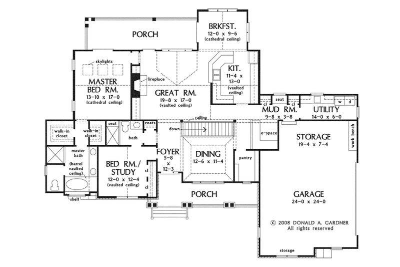 Architectural House Design - Floor Plan - Main Floor for Craftsman House Plan #929-919 - 3 bed, 3 bath