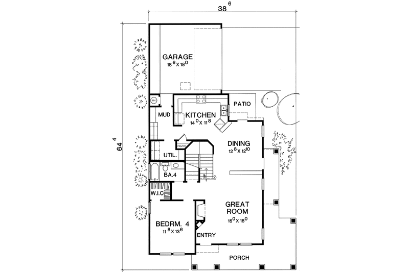 Dream House Plan - Floor Plan - Main Floor for Country House Plan #472-365 - 5 bed, 4 bath