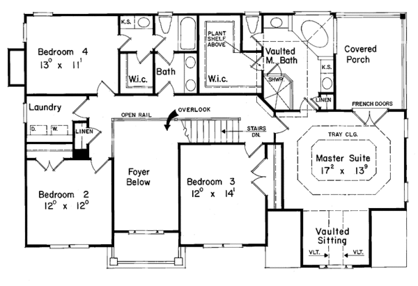 House Design - Colonial Floor Plan - Upper Floor Plan #927-75