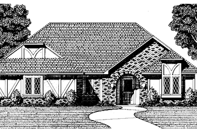 Home Plan - Exterior - Front Elevation 3 for Tudor House Plan #320-847 - 3 bed, 2 bath