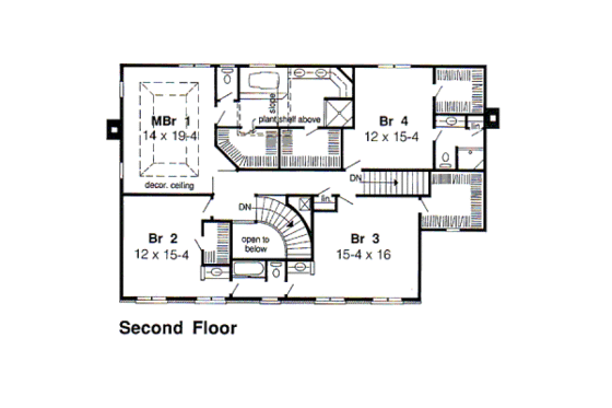 Floor Plan - Upper Floor for Southern House Plan #312-796 - 4 bed, 4 bath