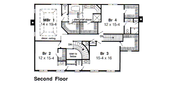 Southern Floor Plan - Upper Floor Plan #312-796