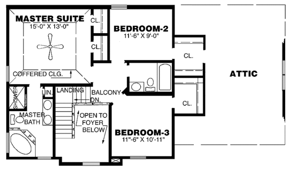 Architectural House Design - Traditional Floor Plan - Upper Floor Plan #34-244