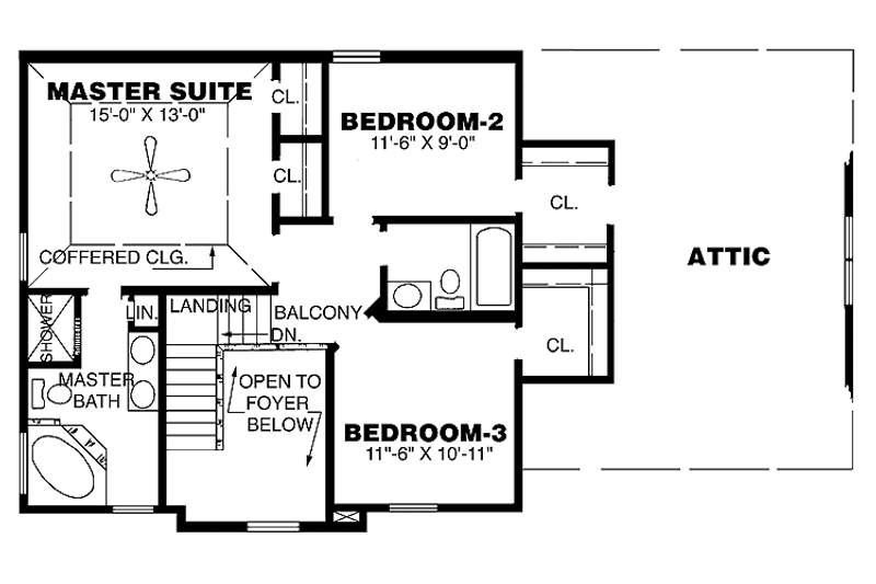 Dream House Plan - Floor Plan - Upper Floor for Traditional House Plan #34-244 - 3 bed, 2.5 bath