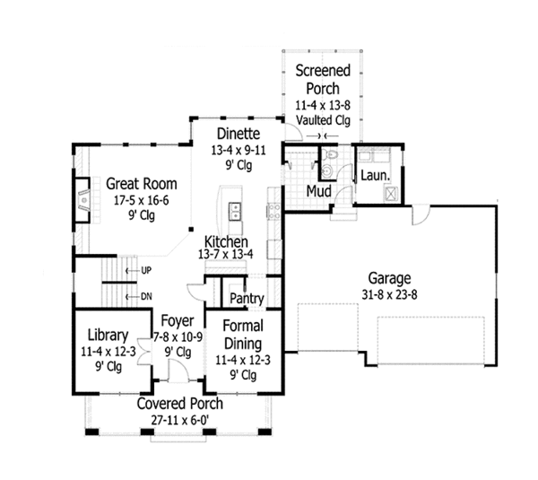 House Design - Country Floor Plan - Main Floor Plan #51-1076
