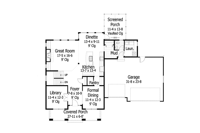 Architectural House Design - Floor Plan - Main Floor for Country House Plan #51-1076 - 4 bed, 2.5 bath