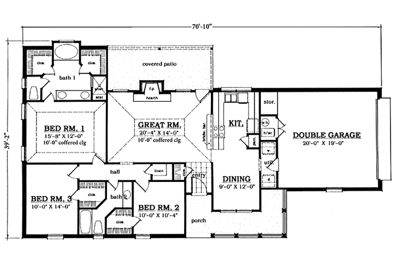 Dream House Plan - Floor Plan - Main Floor for Country House Plan #42-674 - 3 bed, 2 bath