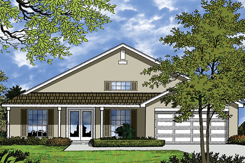 Dream House Plan - Exterior - Front Elevation 3 for Mediterranean House Plan #417-844 - 3 bed, 2 bath