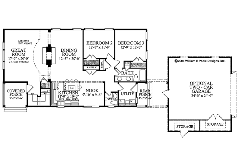 Home Plan - Floor Plan - Main Floor for Colonial House Plan #137-324 - 3 bed, 2.5 bath