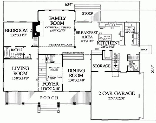 Home Plan - Country Floor Plan - Main Floor Plan #137-150