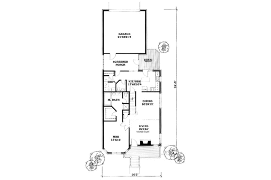 Floor Plan - Main Floor for Traditional House Plan #50-227 - 4 bed, 2.5 bath
