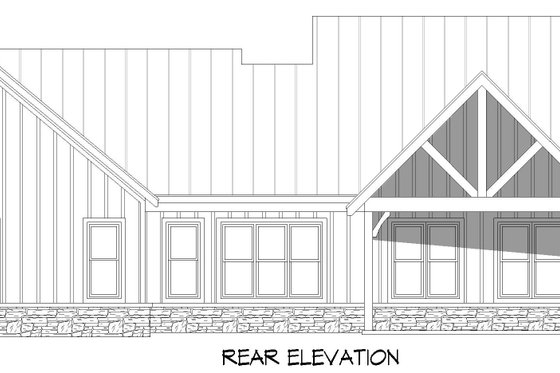 Exterior - Rear Elevation for Farmhouse House Plan #932-1212 - 4 bed, 2.5 bath