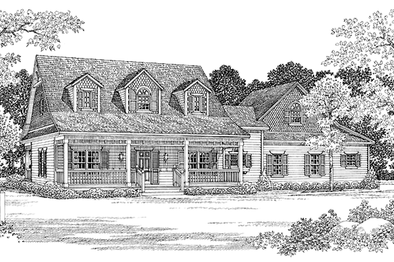 Architectural House Design - Country Exterior - Front Elevation Plan #72-1019