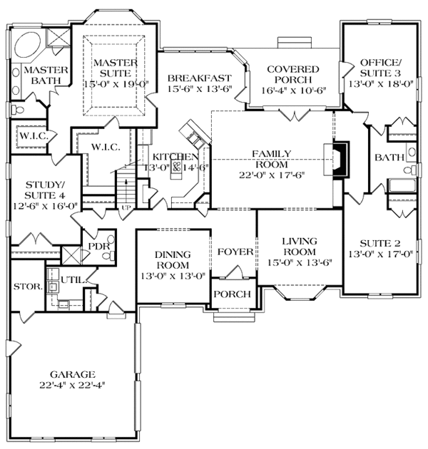 Architectural House Design - Ranch Floor Plan - Main Floor Plan #453-96