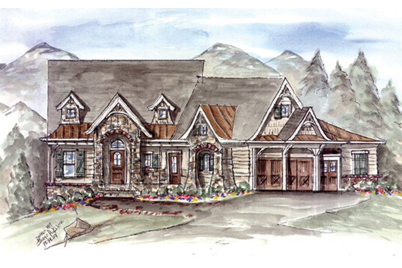 Home Plan - Exterior - Front Elevation 3 for Craftsman House Plan #54-373 - 3 bed, 2 bath