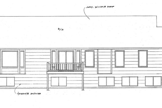 Exterior - Rear Elevation for Traditional House Plan #58-235 - 3 bed, 2 bath