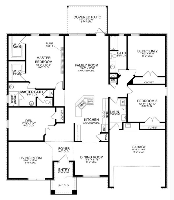 House Blueprint - Ranch Floor Plan - Main Floor Plan #1058-195