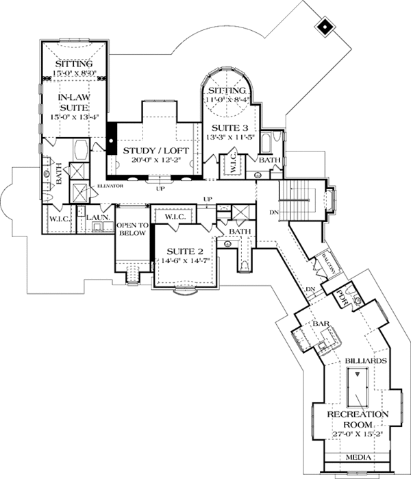 Architectural House Design - European Floor Plan - Upper Floor Plan #453-599