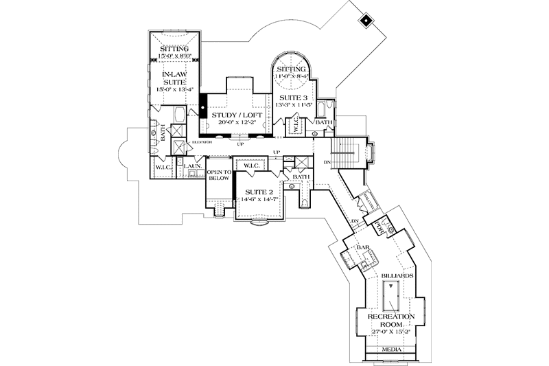 Dream House Plan - Floor Plan - Upper Floor for European House Plan #453-599 - 4 bed, 4 bath